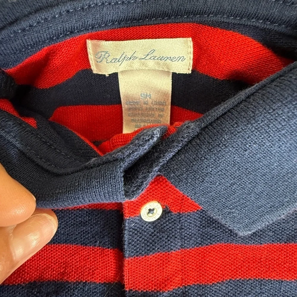 Red and Navy Striped Polo Shirt for Kids